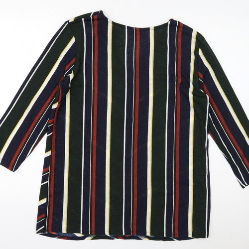 Papaya Womens Multicoloured Striped Polyester Basic Button-Up Size 16 V-Neck