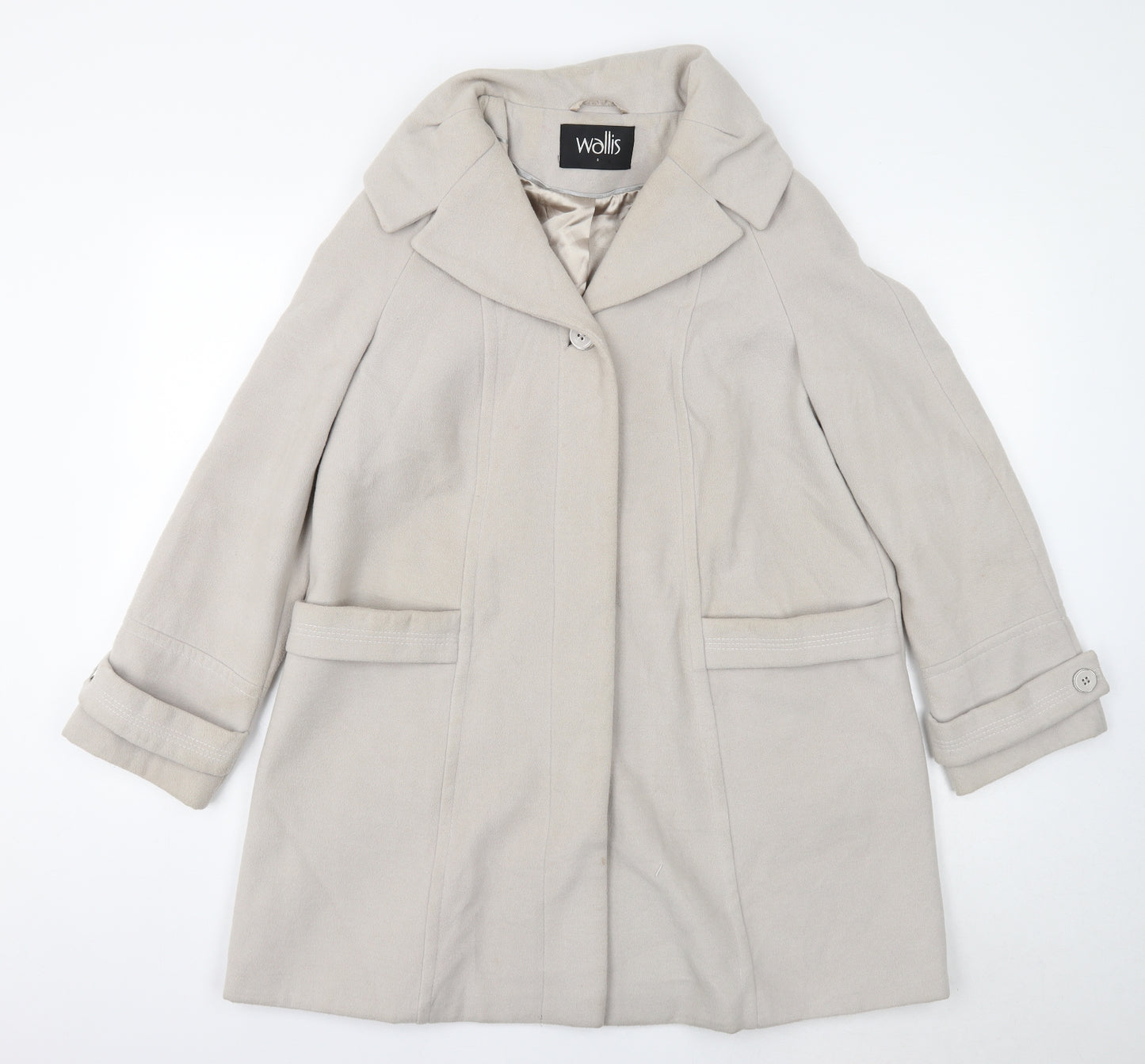Wallis Womens Grey Overcoat Coat Size S Button