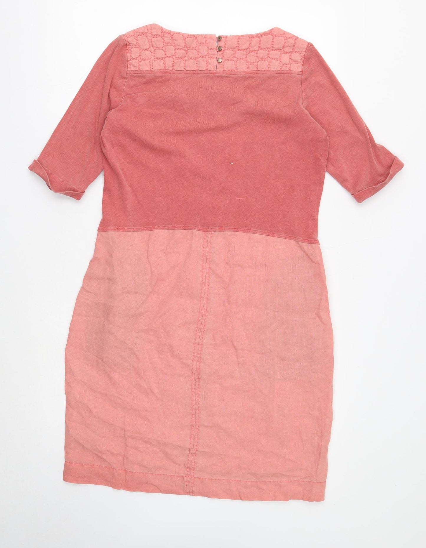 Sandwich Womens Pink Linen Shift Size 8 Square Neck Button