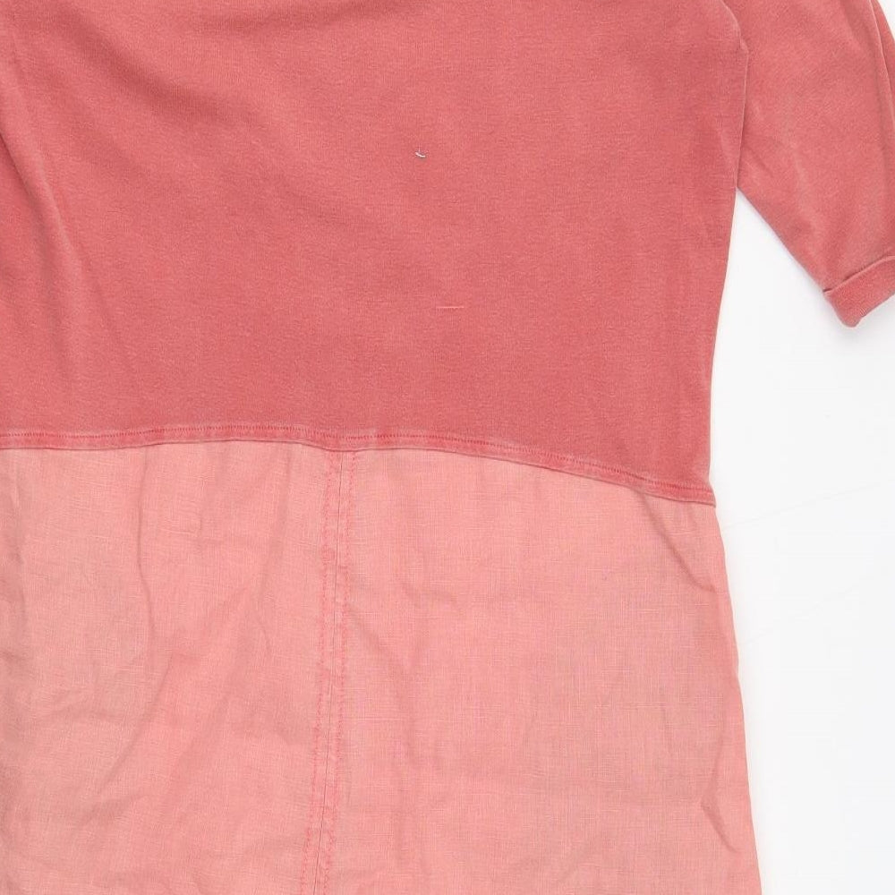 Sandwich Womens Pink Linen Shift Size 8 Square Neck Button