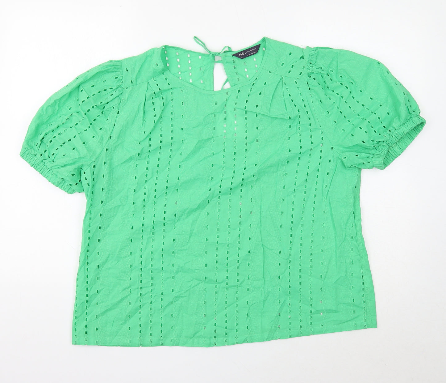 Marks and Spencer Womens Green Viscose Basic T-Shirt Size 16 Round Neck
