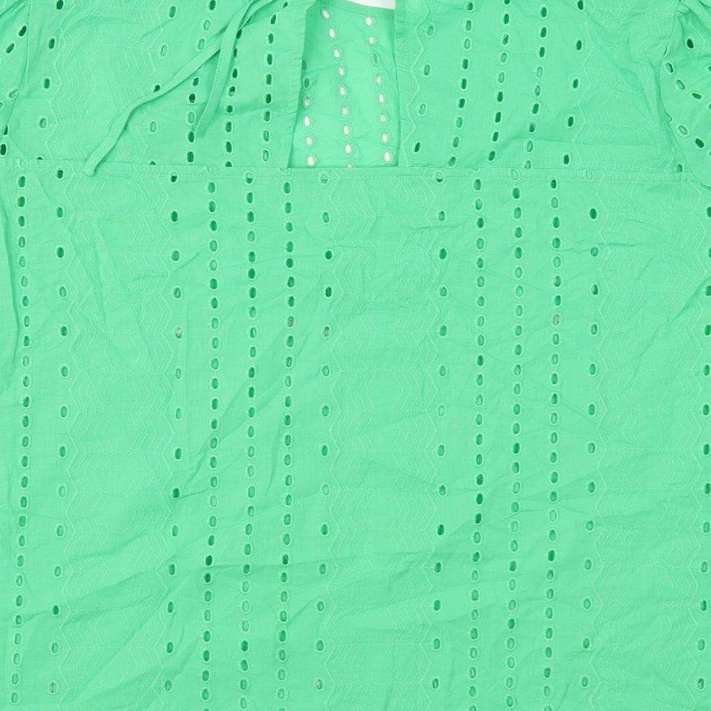 Marks and Spencer Womens Green Viscose Basic T-Shirt Size 16 Round Neck