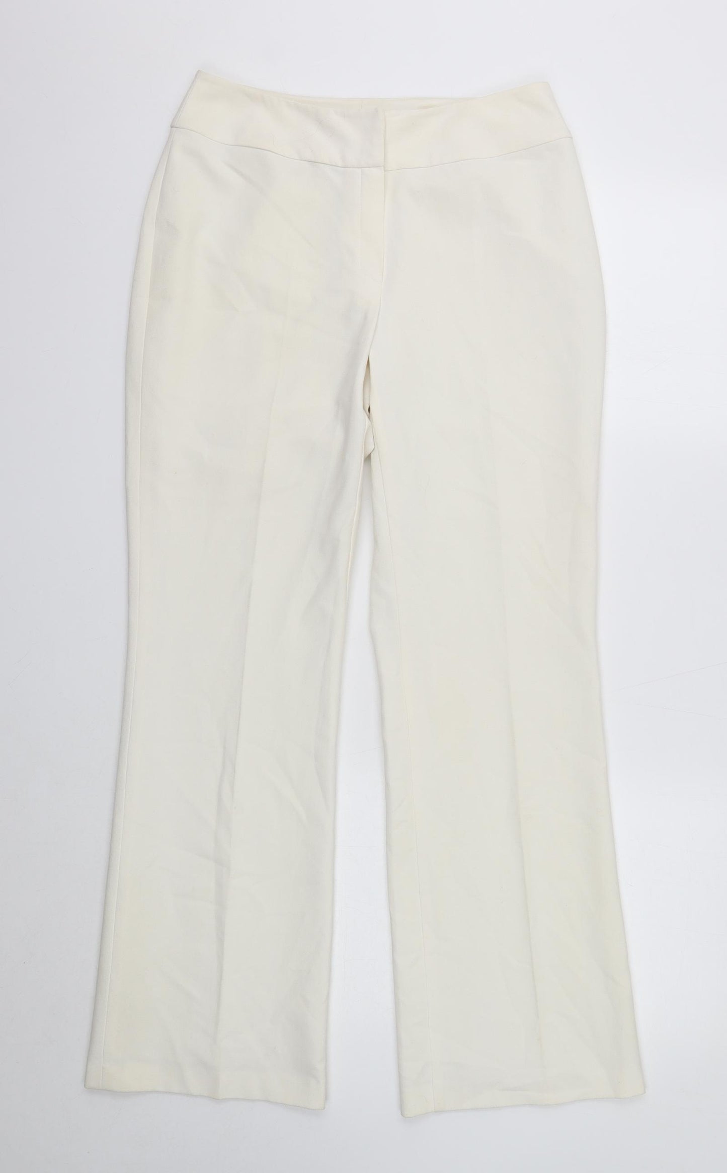 NEXT Womens White Polyester Trousers Size 12 Regular Zip