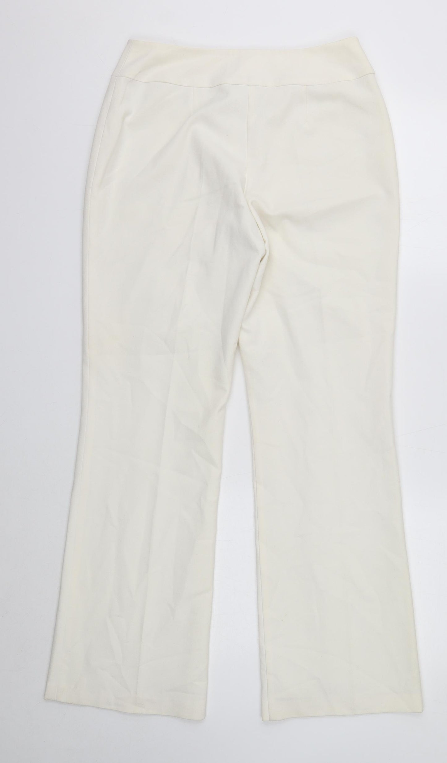 NEXT Womens White Polyester Trousers Size 12 Regular Zip