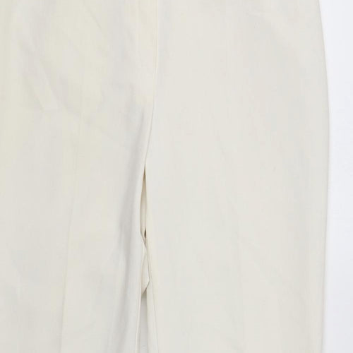 NEXT Womens White Polyester Trousers Size 12 Regular Zip