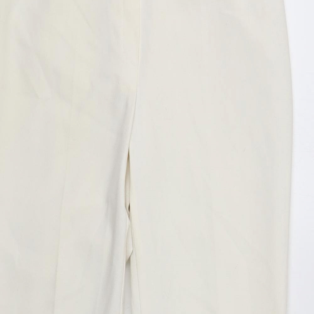 NEXT Womens White Polyester Trousers Size 12 Regular Zip