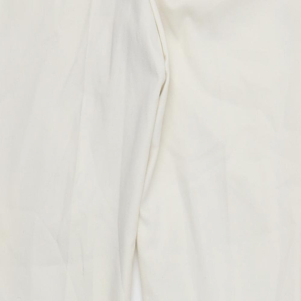 NEXT Womens White Polyester Trousers Size 12 Regular Zip