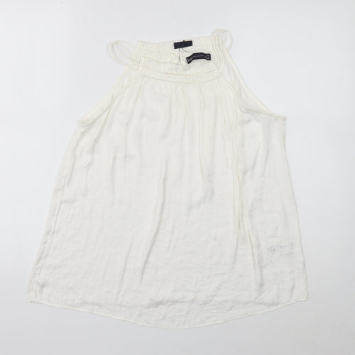 Marks and Spencer Womens Ivory Polyester Basic Tank Size 12 Round Neck - Shirred neckline detail