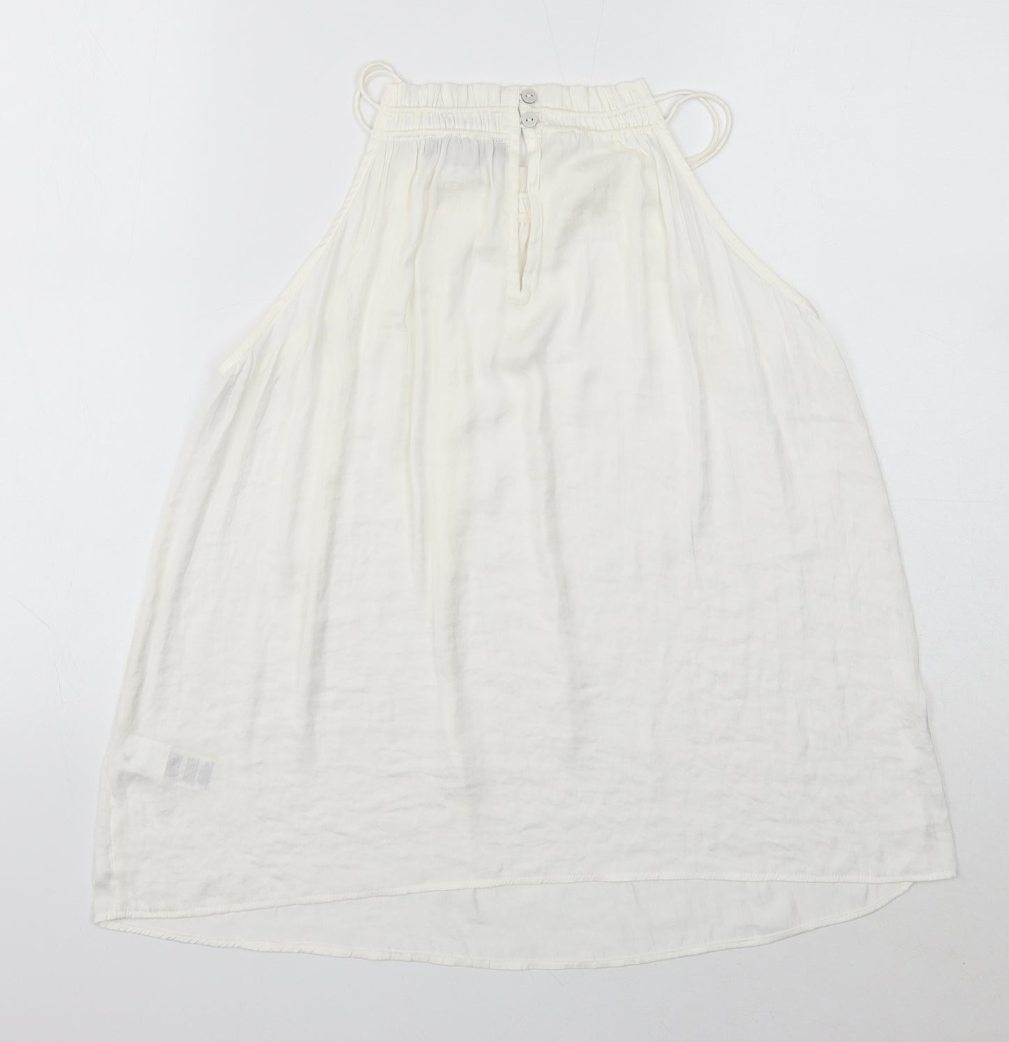 Marks and Spencer Womens Ivory Polyester Basic Tank Size 12 Round Neck - Shirred neckline detail