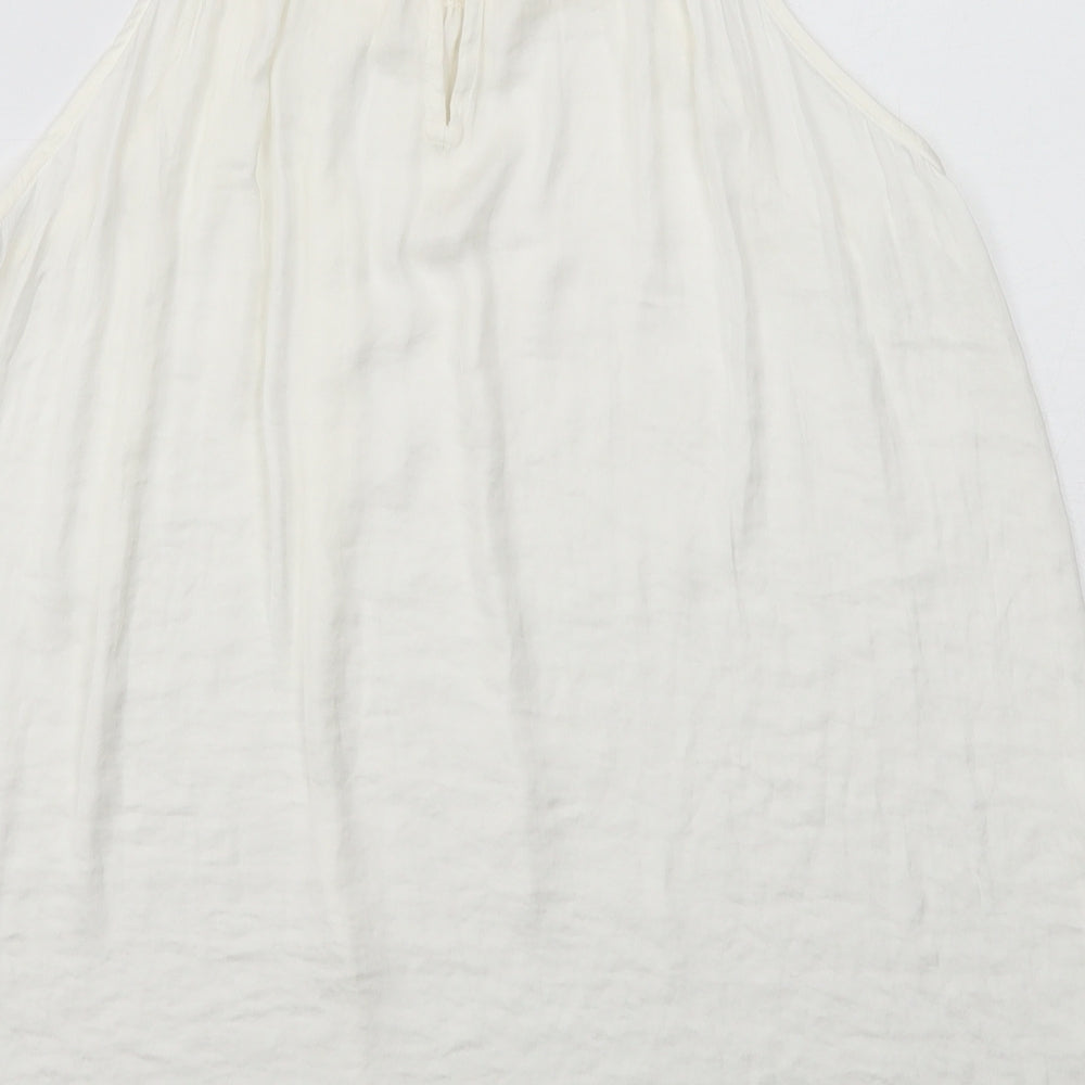 Marks and Spencer Womens Ivory Polyester Basic Tank Size 12 Round Neck - Shirred neckline detail