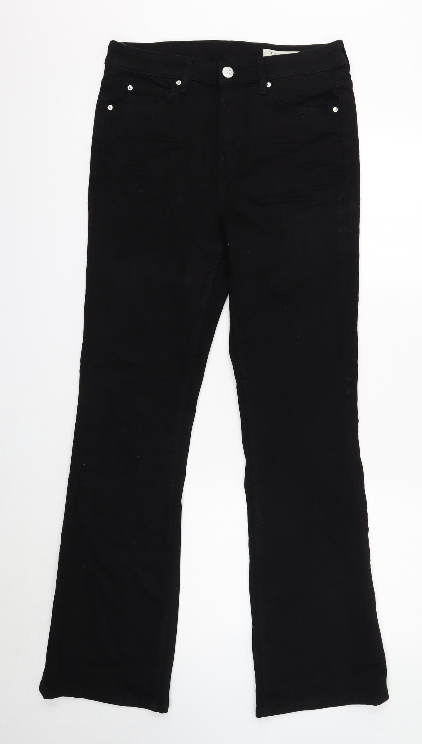 Marks and Spencer Womens Black Cotton Bootcut Jeans Size 12 Regular Zip