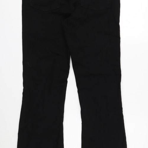 Marks and Spencer Womens Black Cotton Bootcut Jeans Size 12 Regular Zip