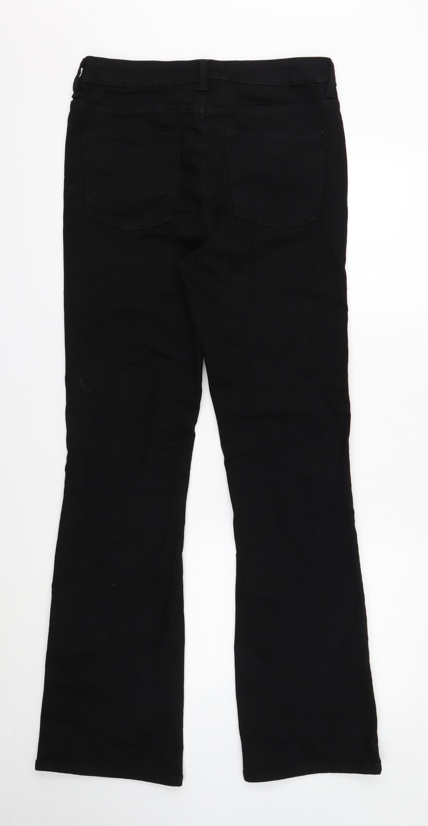 Marks and Spencer Womens Black Cotton Bootcut Jeans Size 12 Regular Zip
