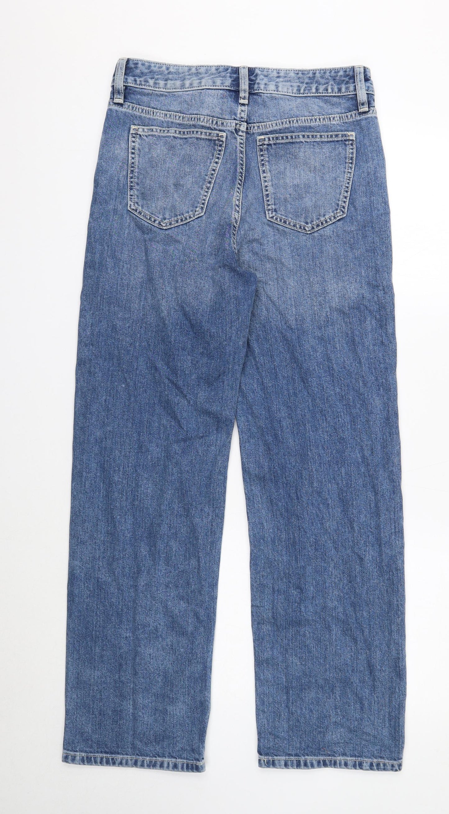 Marks and Spencer Womens Blue Cotton Straight Jeans Size 8 Regular Zip