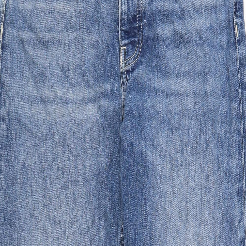 Marks and Spencer Womens Blue Cotton Straight Jeans Size 8 Regular Zip