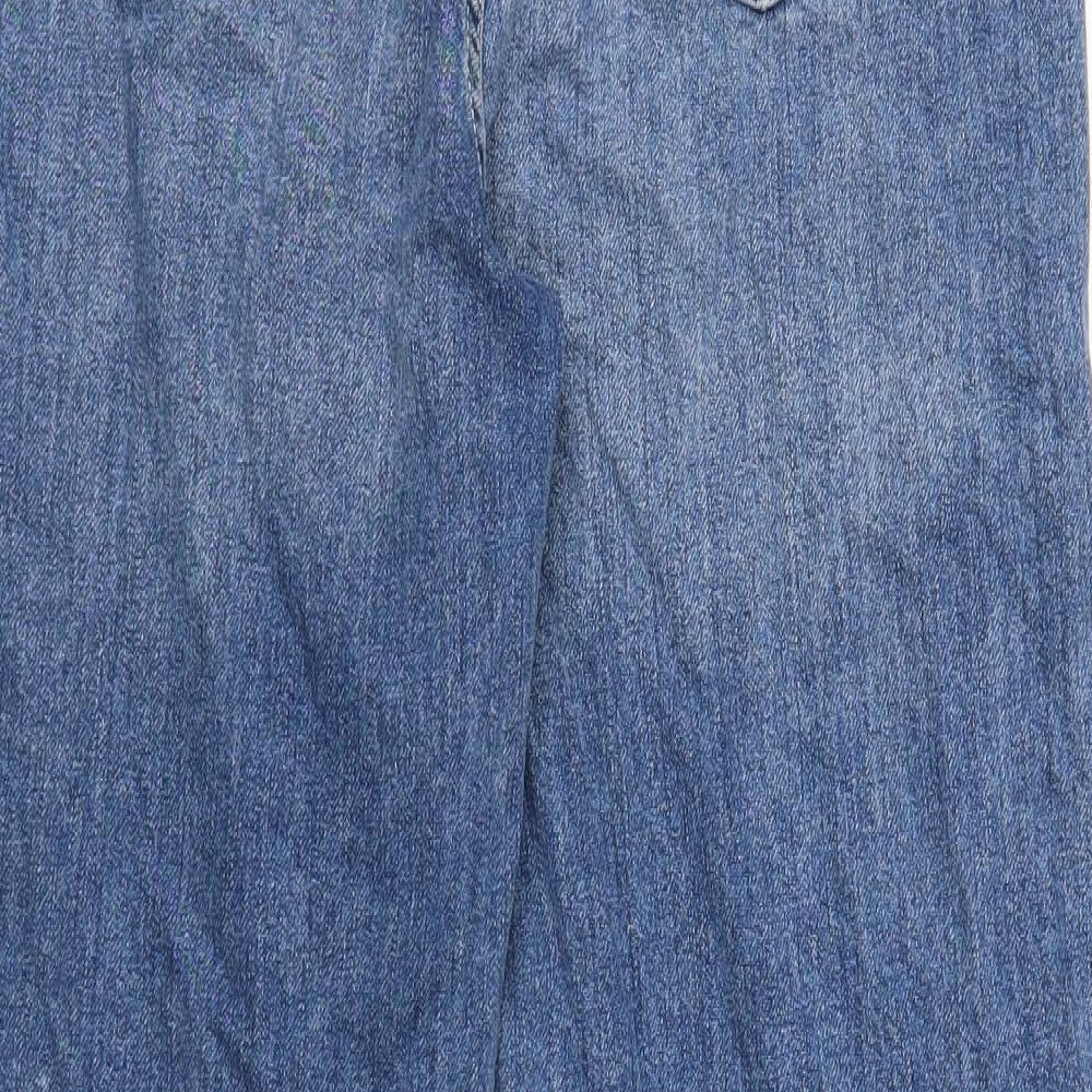 Marks and Spencer Womens Blue Cotton Straight Jeans Size 8 Regular Zip