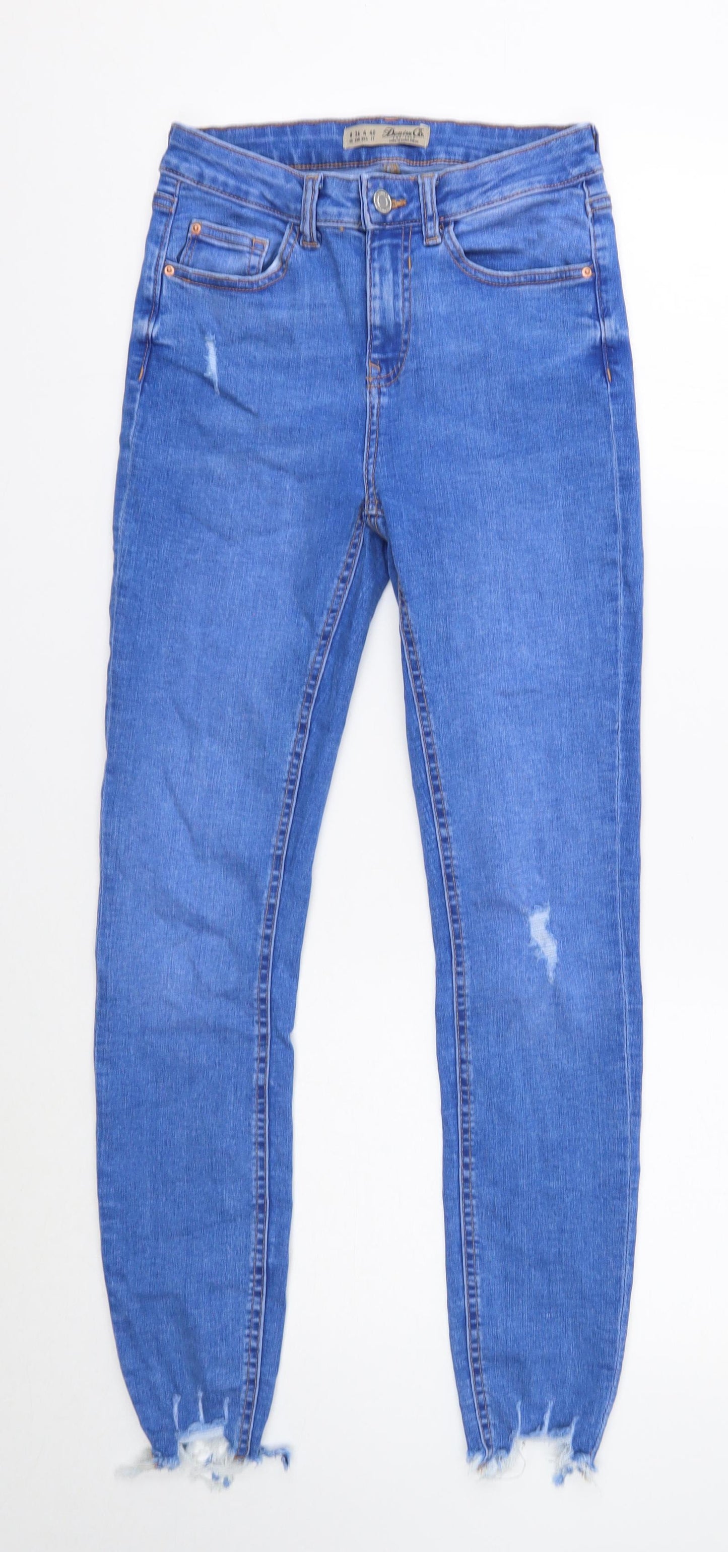 Denim & Co. Womens Blue Cotton Straight Jeans Size 8 Regular Zip