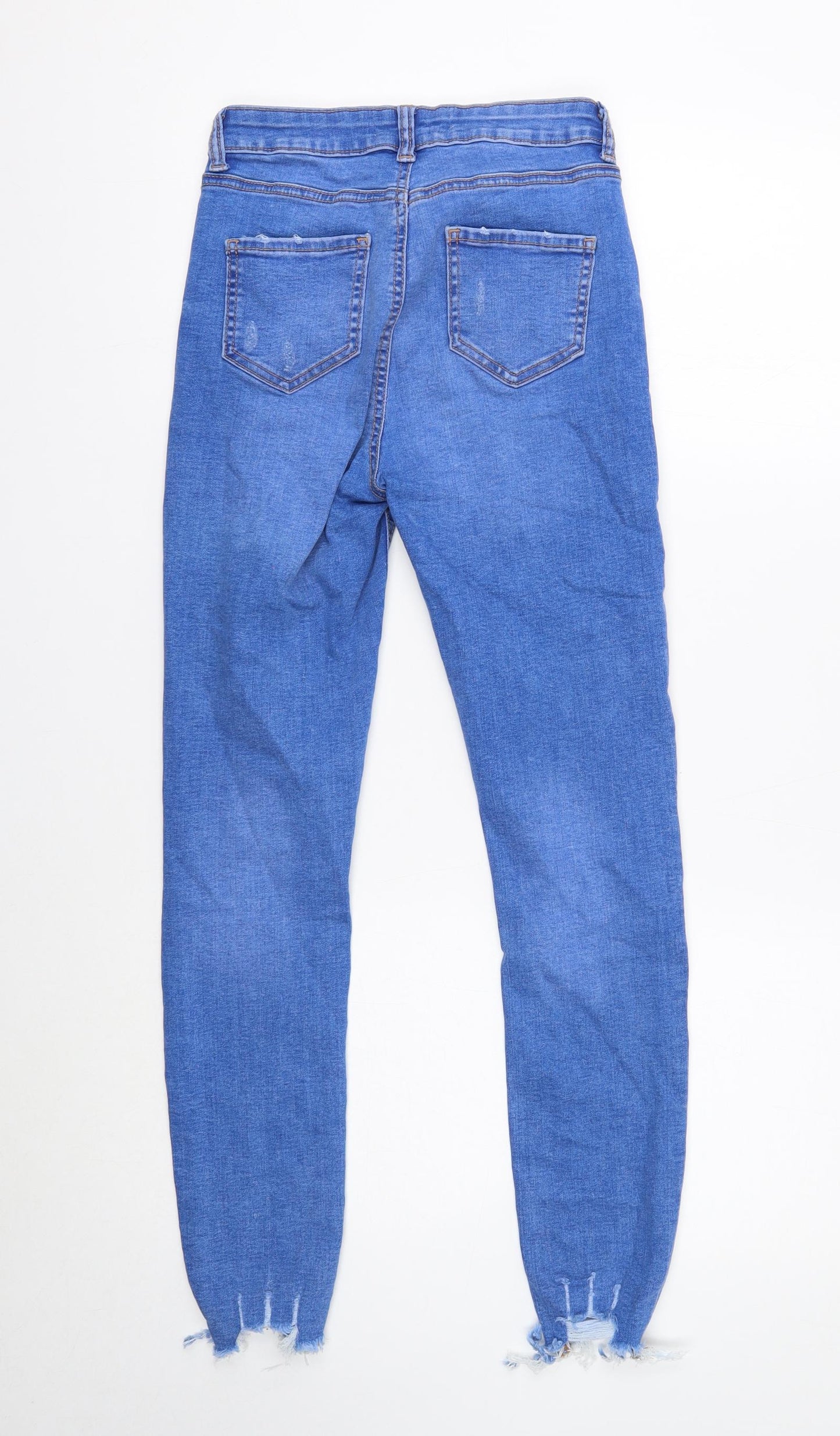 Denim & Co. Womens Blue Cotton Straight Jeans Size 8 Regular Zip
