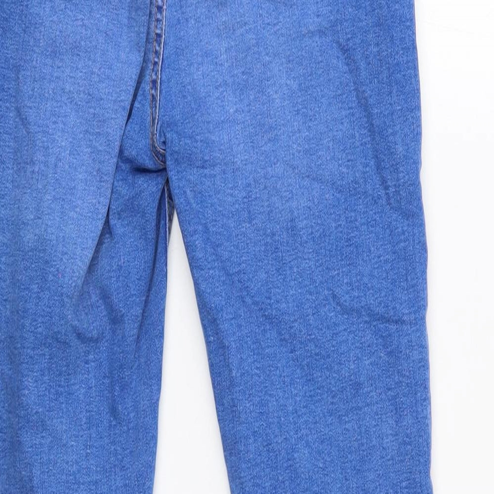 Denim & Co. Womens Blue Cotton Straight Jeans Size 8 Regular Zip