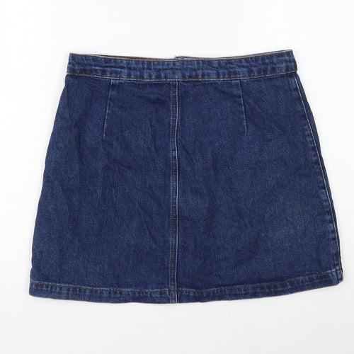 Topshop Womens Blue Cotton Mini Skirt Size 28 in Button