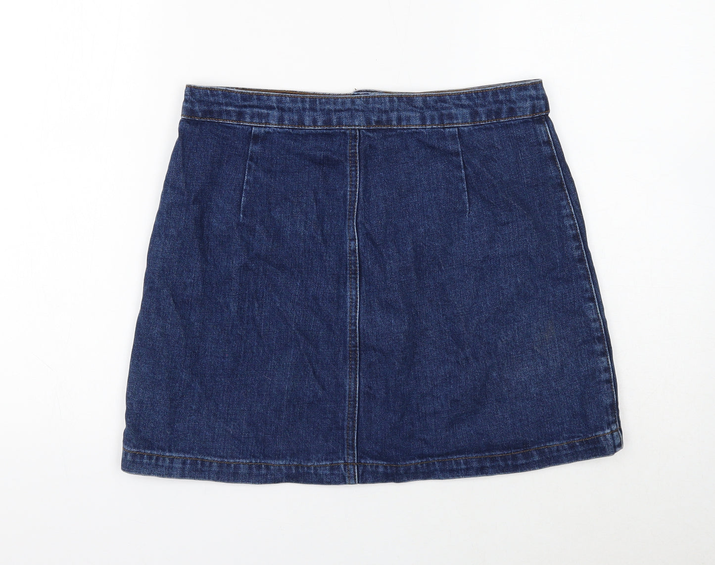 Topshop Womens Blue Cotton Mini Skirt Size 28 in Button