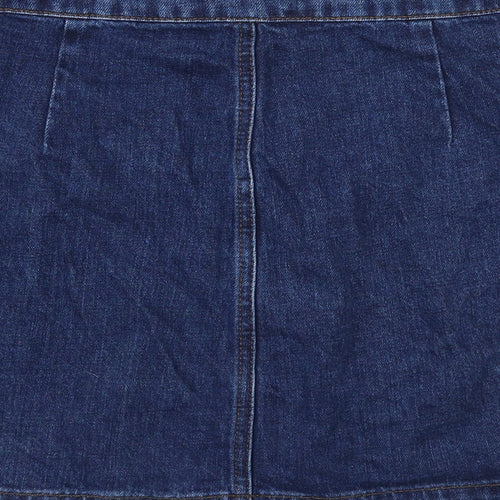 Topshop Womens Blue Cotton Mini Skirt Size 28 in Button