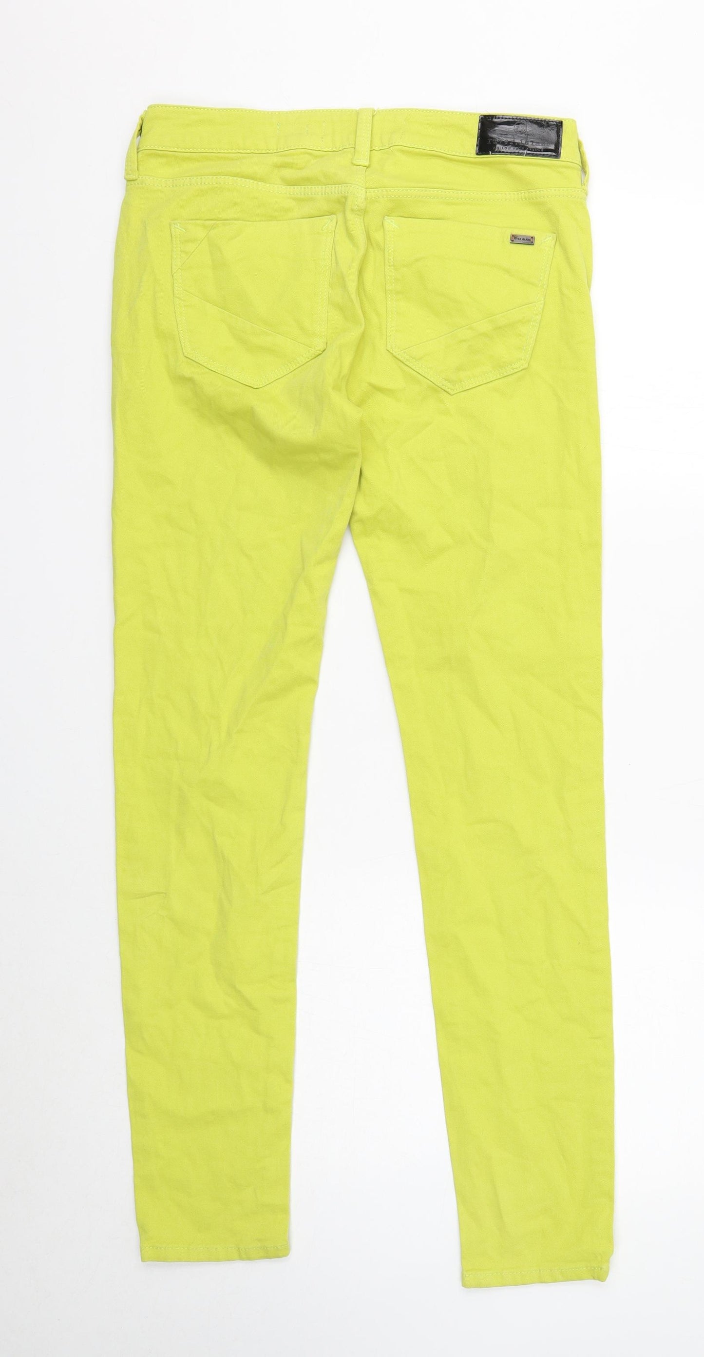 River Island Womens Green Cotton Skinny Jeans Size 12 Regular Zip