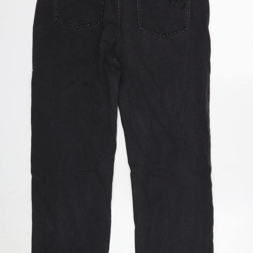 Marks and Spencer Womens Black Cotton Straight Jeans Size 14 Regular Zip