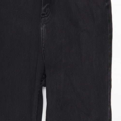 Marks and Spencer Womens Black Cotton Straight Jeans Size 14 Regular Zip