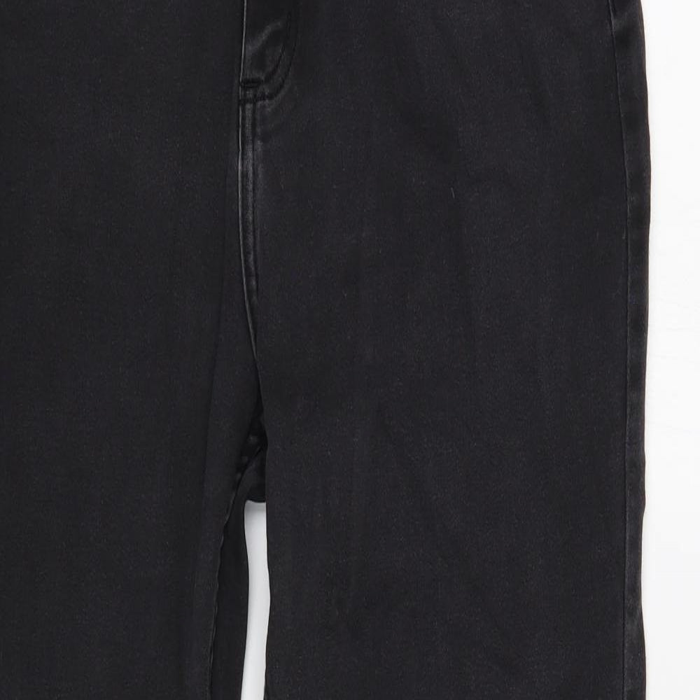 Marks and Spencer Womens Black Cotton Straight Jeans Size 14 Regular Zip