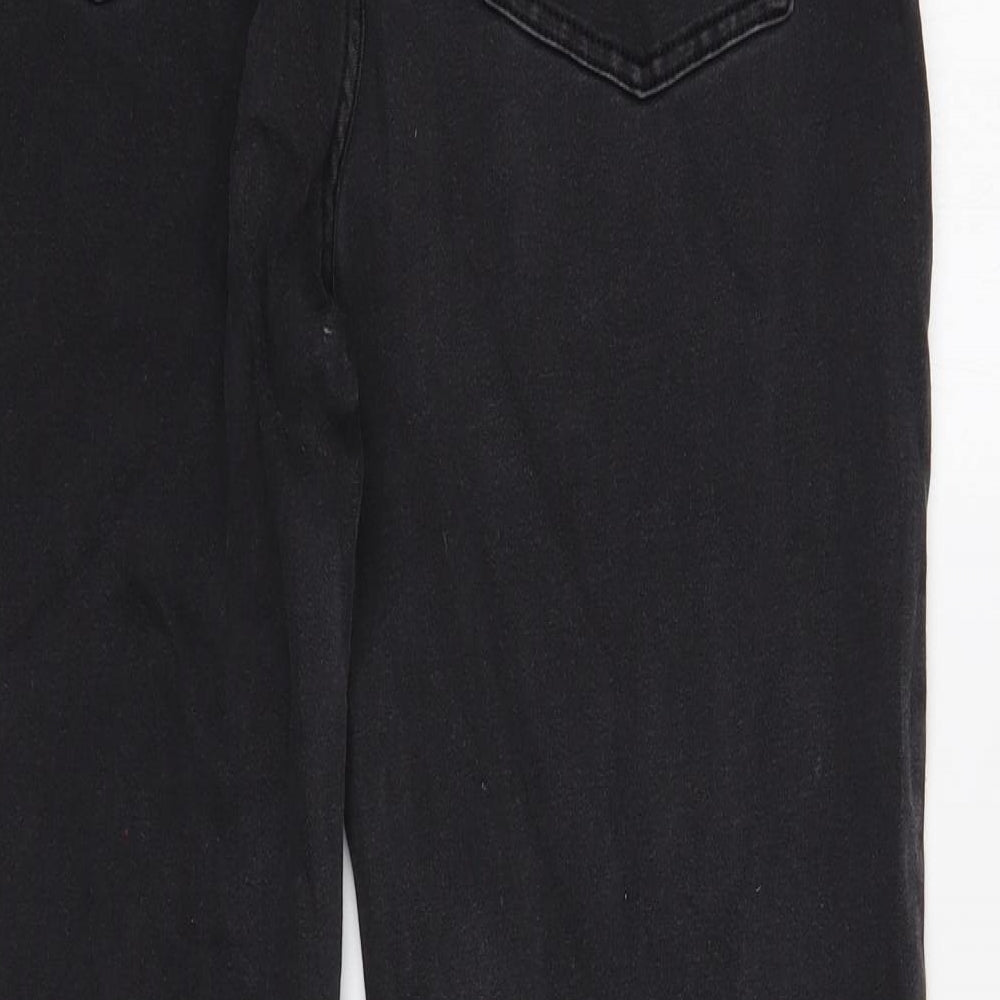 Marks and Spencer Womens Black Cotton Straight Jeans Size 14 Regular Zip