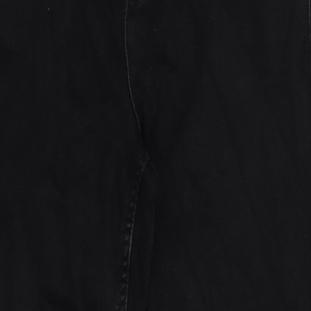 Marks and Spencer Womens Black Cotton Straight Jeans Size 12 Regular Zip