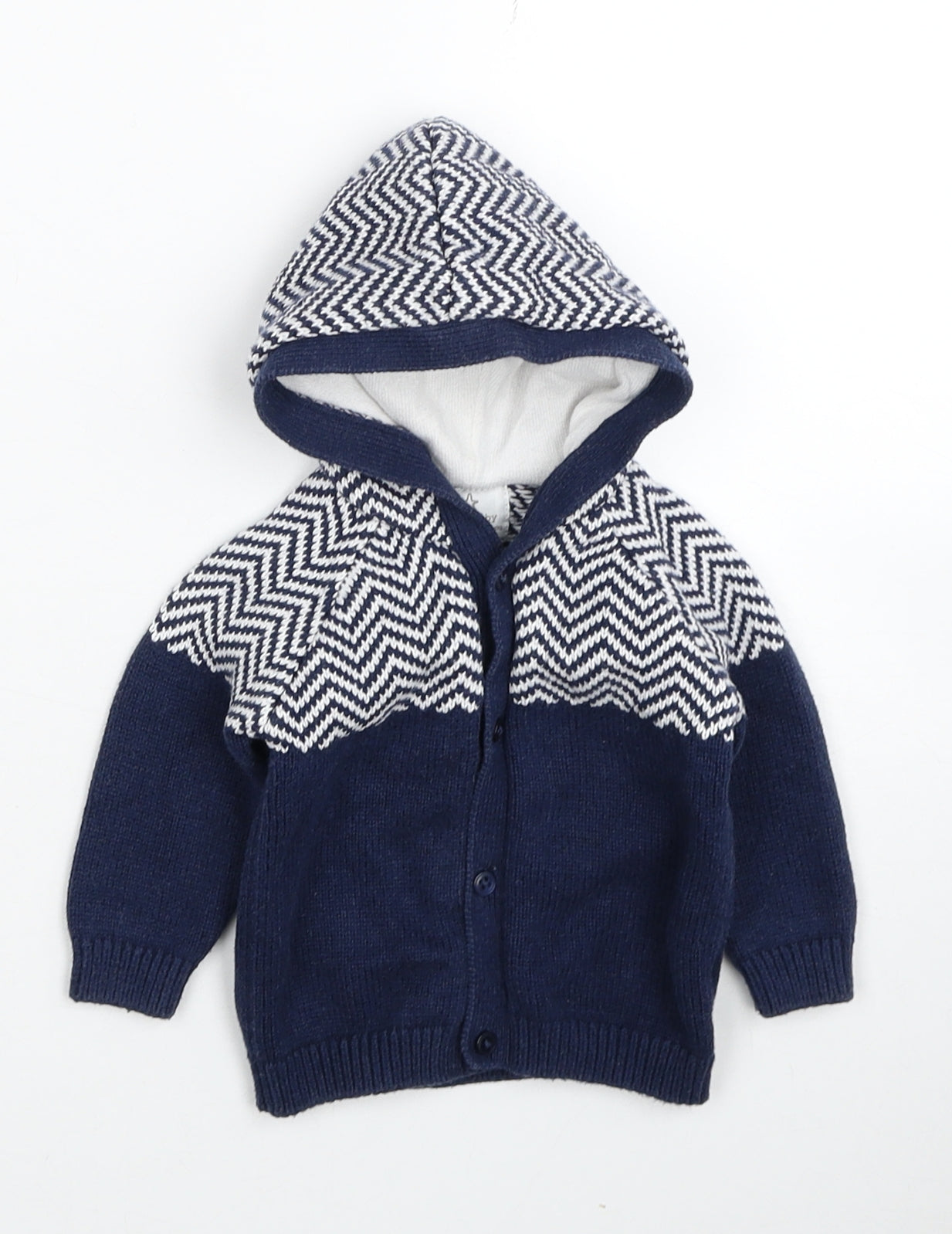 NEXT Boys Blue Chevron Jacket Coatigan Size 0-3 Months Button