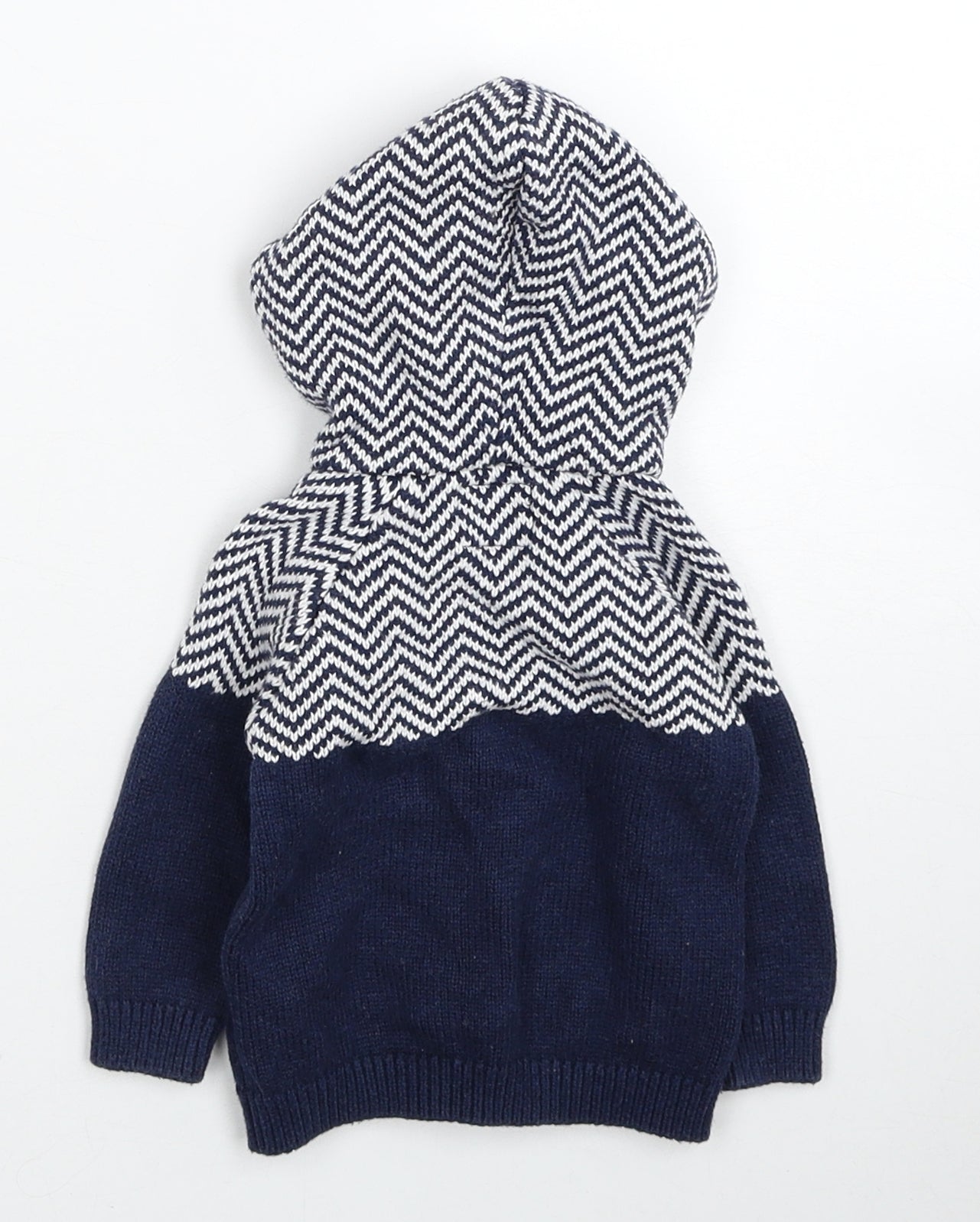 NEXT Boys Blue Chevron Jacket Coatigan Size 0-3 Months Button