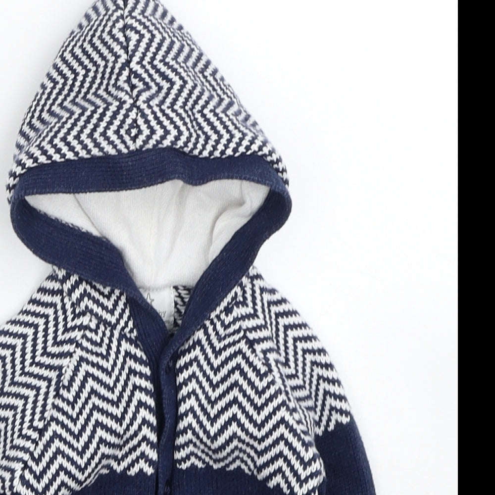 NEXT Boys Blue Chevron Jacket Coatigan Size 0-3 Months Button