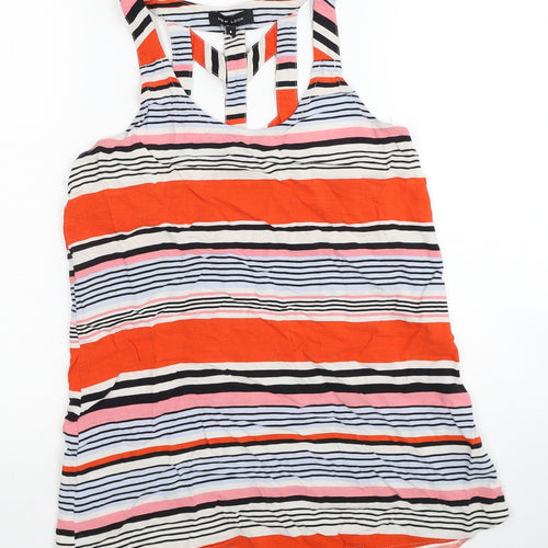New Look Womens Multicoloured Striped Viscose Basic Tank Size 8 Scoop Neck - Cut Out Back Detail