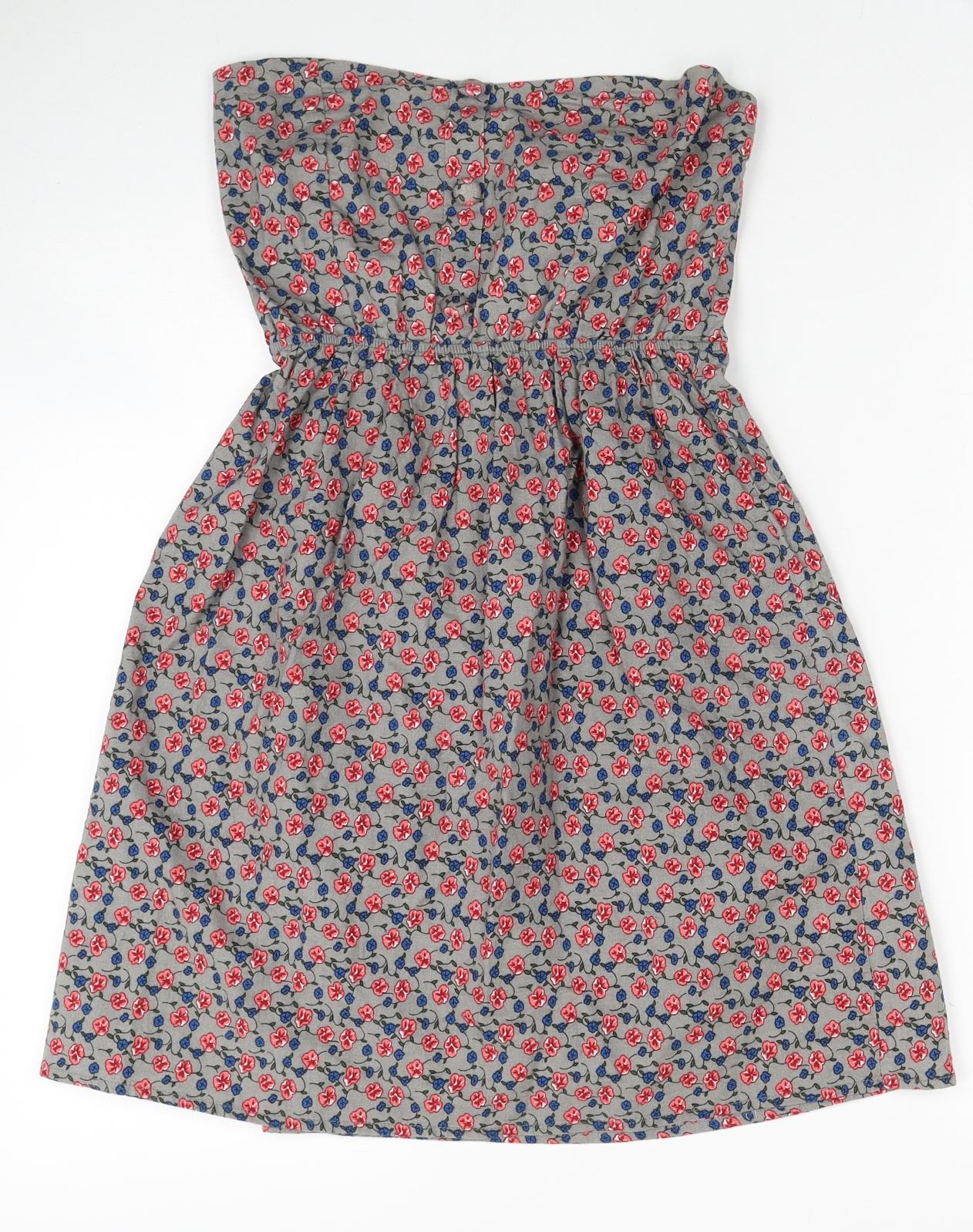 Hearts & Bows Womens Grey Geometric Cotton Fit & Flare Size S Off the Shoulder Pullover