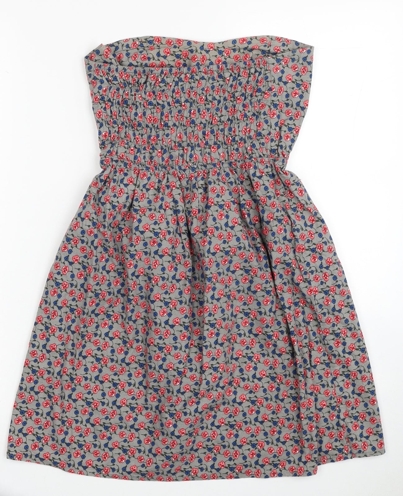 Hearts & Bows Womens Grey Geometric Cotton Fit & Flare Size S Off the Shoulder Pullover