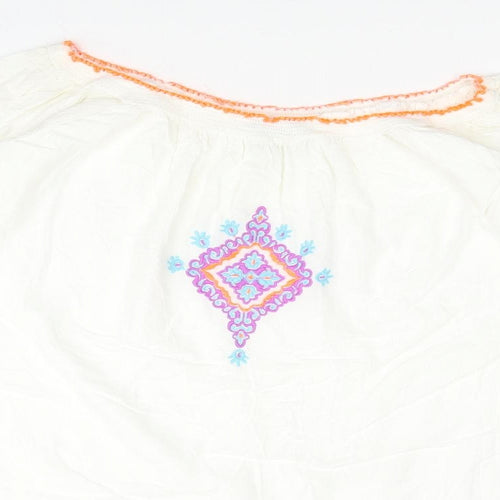 Atmosphere Womens White Geometric Viscose Kaftan Size L Boat Neck Pullover