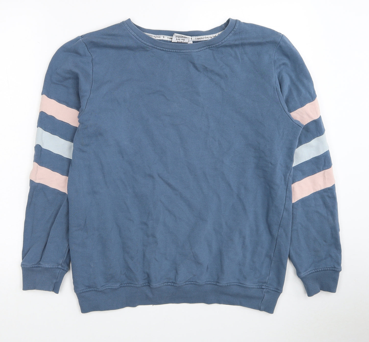 Scamp&Dude Girls Blue Striped Cotton Pullover Sweatshirt Size L Pullover