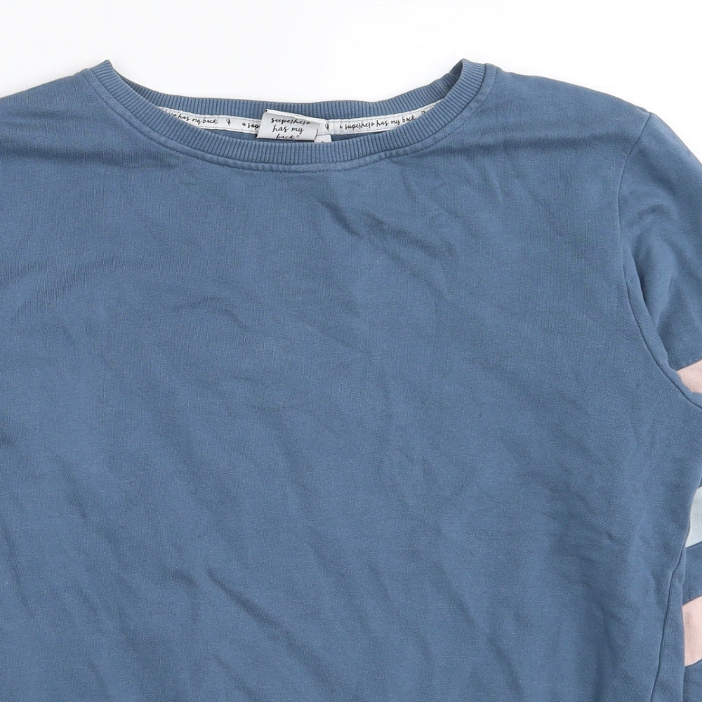 Scamp&Dude Girls Blue Striped Cotton Pullover Sweatshirt Size L Pullover