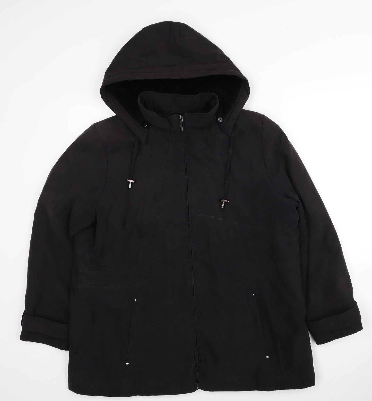 Bonmarché Womens Black Parka Jacket Size M Zip