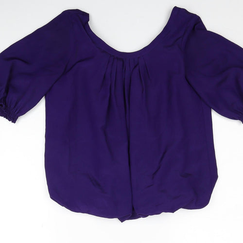 Marks and Spencer Womens Purple Polyester Basic Blouse Size 8 Scoop Neck