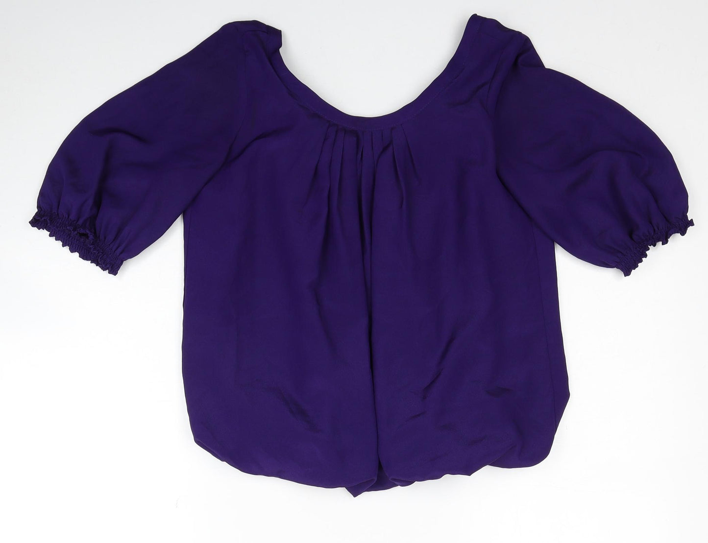 Marks and Spencer Womens Purple Polyester Basic Blouse Size 8 Scoop Neck