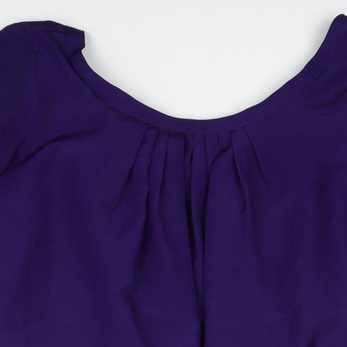 Marks and Spencer Womens Purple Polyester Basic Blouse Size 8 Scoop Neck
