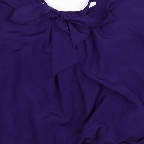 Marks and Spencer Womens Purple Polyester Basic Blouse Size 8 Scoop Neck