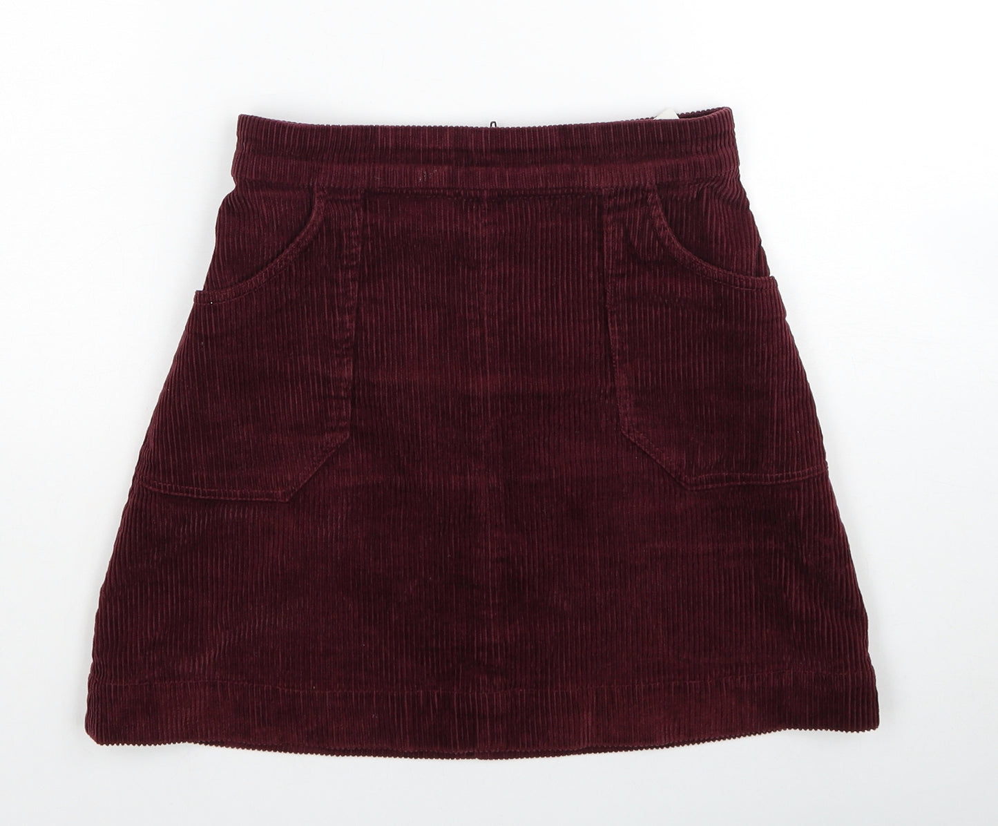 Monki Womens Red Cotton A-Line Skirt Size 6 Zip