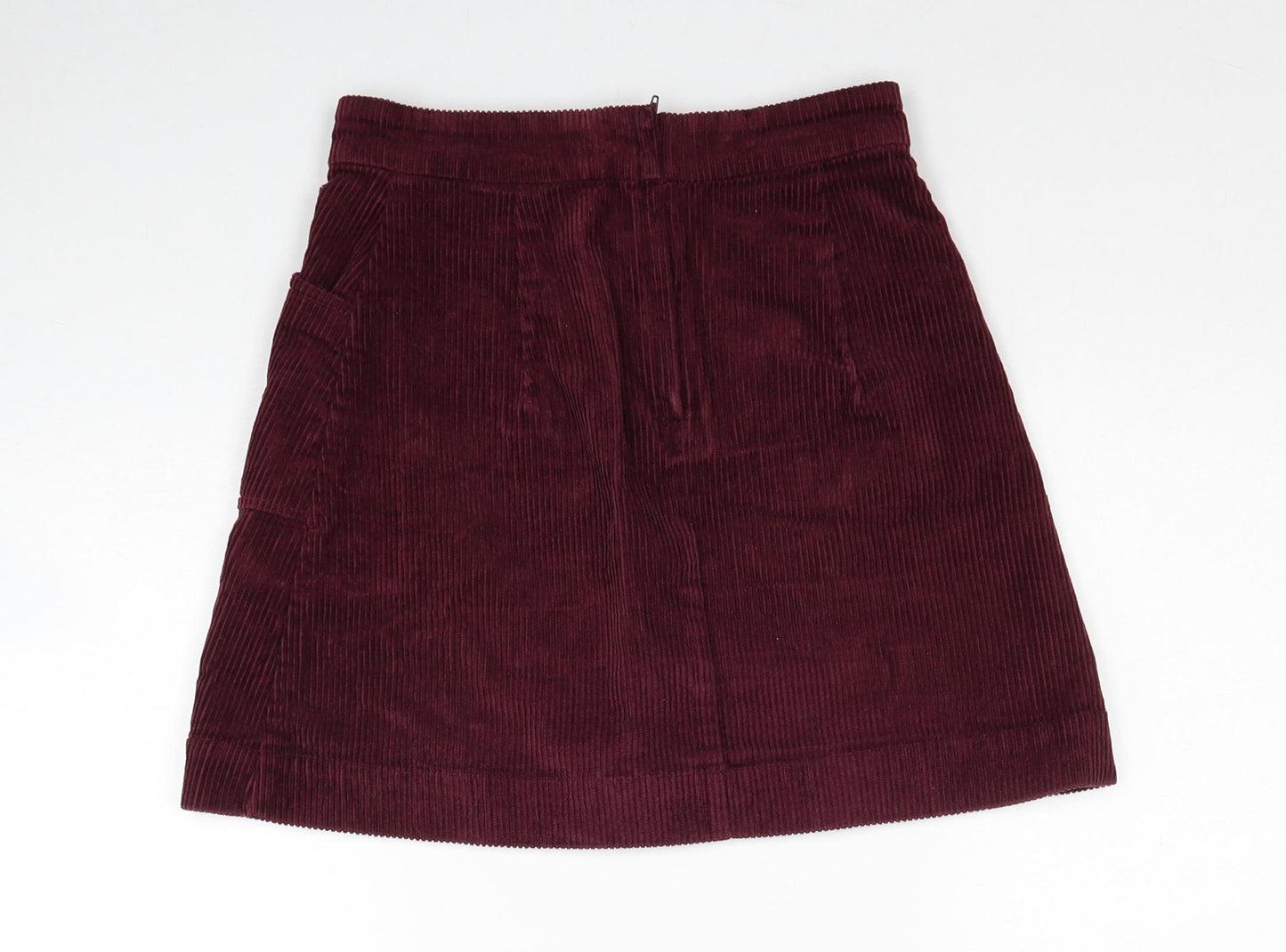 Monki Womens Red Cotton A-Line Skirt Size 6 Zip
