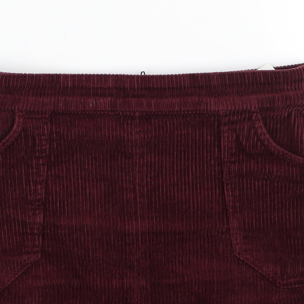 Monki Womens Red Cotton A-Line Skirt Size 6 Zip