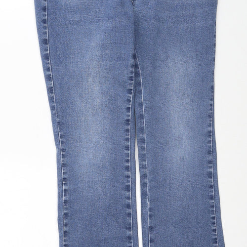 TU Womens Blue Cotton Bootcut Jeans Size 12 Regular Zip
